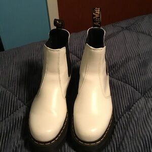 Dr. Martens White Leather Chelsea Boots